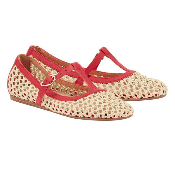 Ancient Greek Sandals Aerati Ballet Flat RED/NATURAL