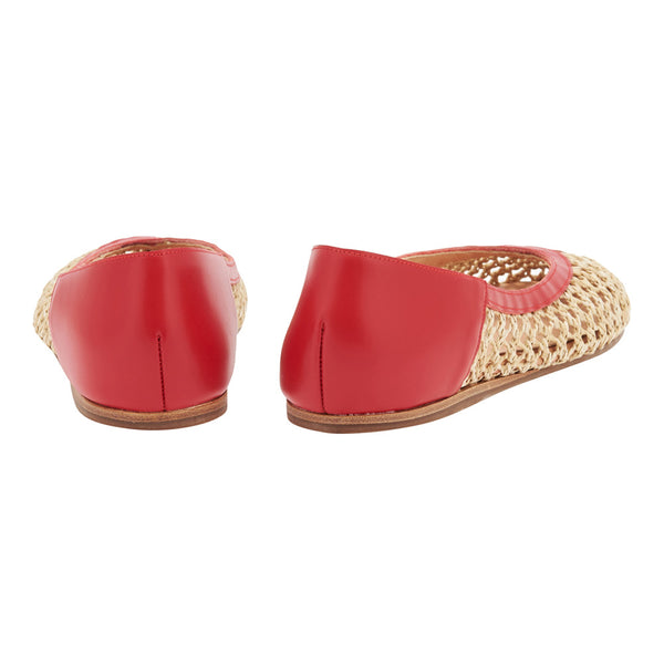 Ancient Greek Sandals Aeropi Ballet Flat RED/NATURAL