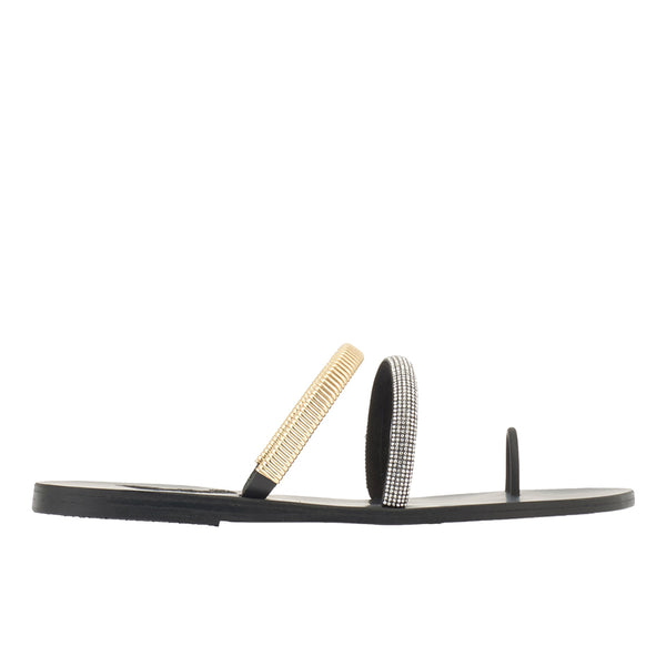 ancient greek sandals Amythiti chain strap Black