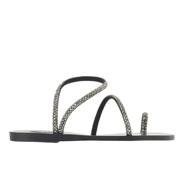 ancient greek sandals Apli eleftheria Black