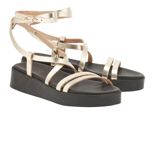 Ancient Greek Sandals Aristea Black / Gold