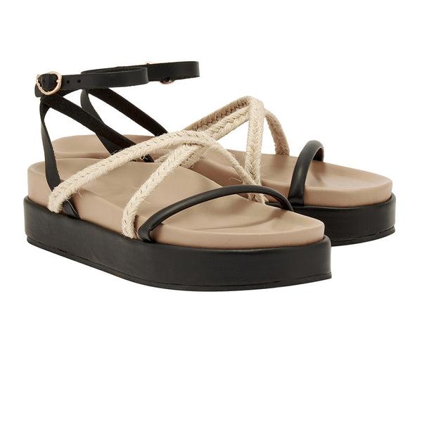 Ancient Greek Sandals Atheras Black/ Taupe