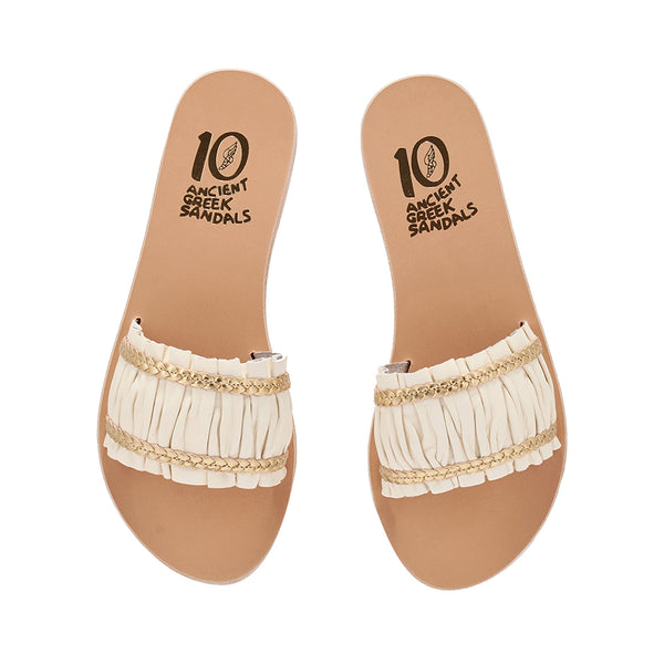 Ancient Greek Sandals Caryatid Off White / Gold