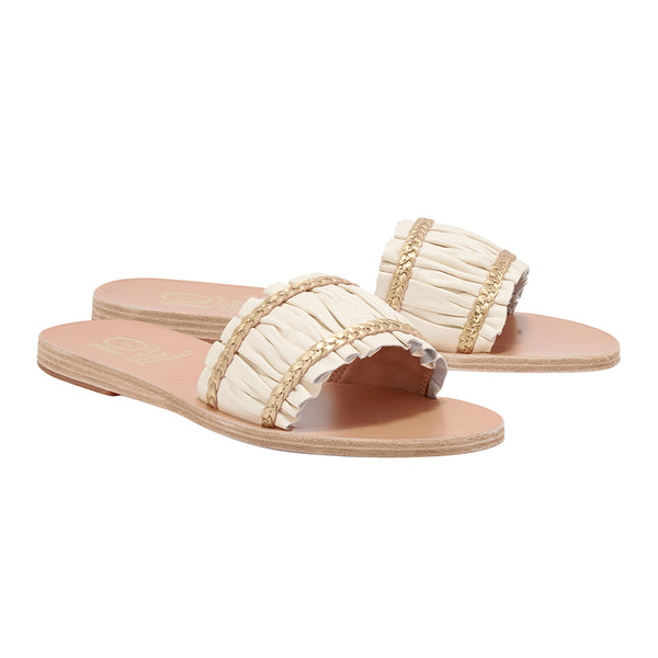 Ancient Greek Sandals Caryatid Off White / Gold