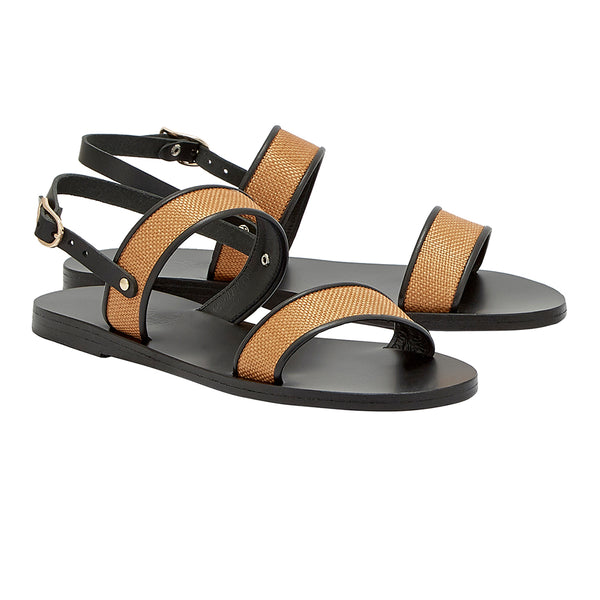 Ancient Greek Sandals Clio Cognac / Black