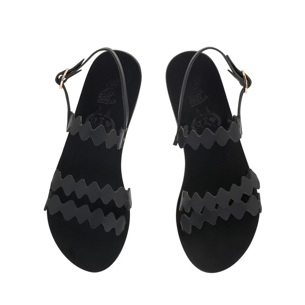 Ancient Greek Sandals Clio Onda Black