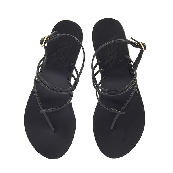 Ancient Greek Sandals Cycladic Heel Black
