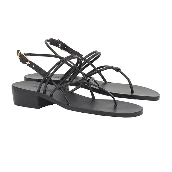 Ancient Greek Sandals Cycladic Heel Black