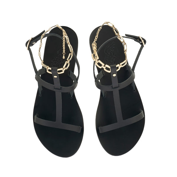 Ancient Greek Sandals Desmotis Black