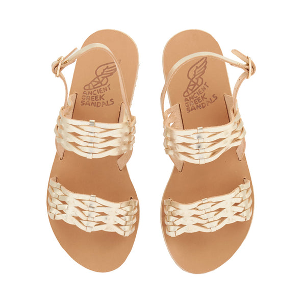 Ancient Greek Sandals Dinami Woven Platinum