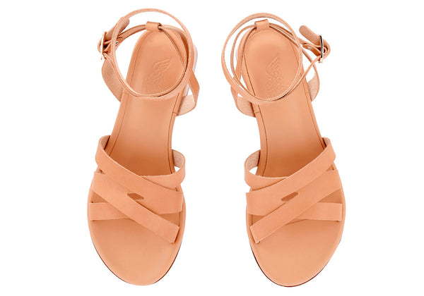 Ancient Greek Sandals Dionysia Block Heel Natural