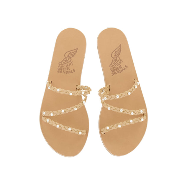Ancient Greek Sandals Ekaterini Pearls Natural