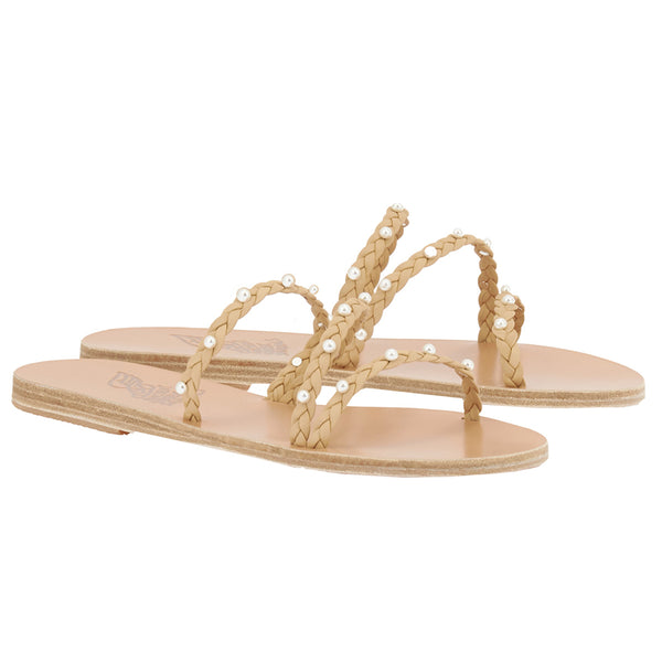 Ancient Greek Sandals Ekaterini Pearls Natural