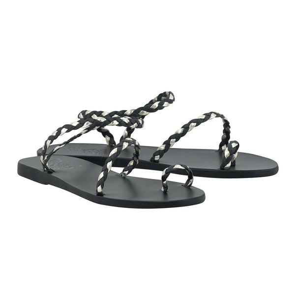 Ancient Greek Sandals Eleftheria Black / Platinum