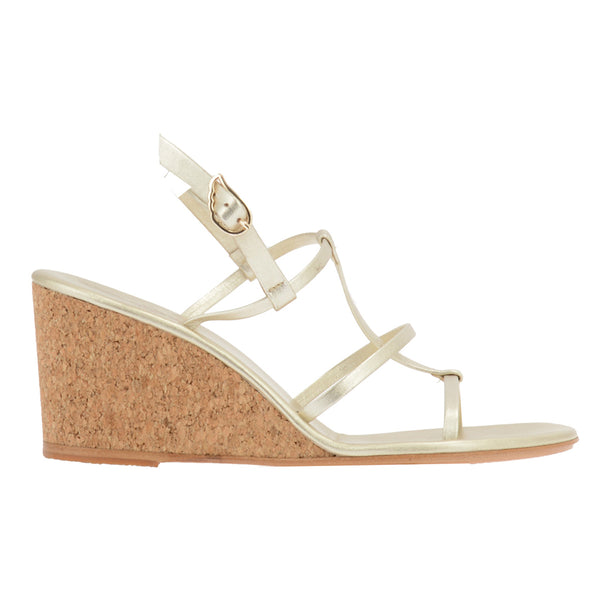 ancient greek sandals Fay mid wedge Platinum