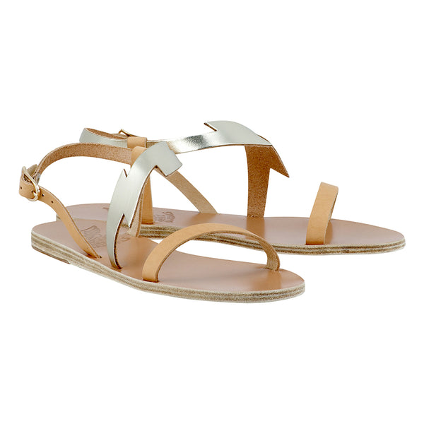 Ancient Greek Sandals Fotini Natural / Platinum