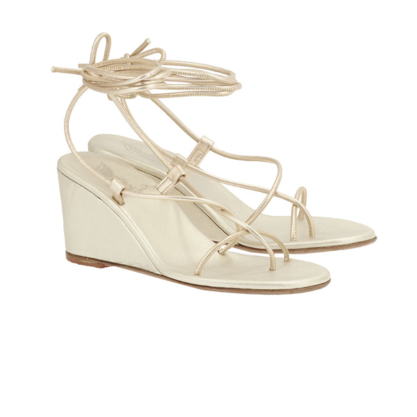 Ancient Greek Sandals Holiday Mid Wedge Platinum