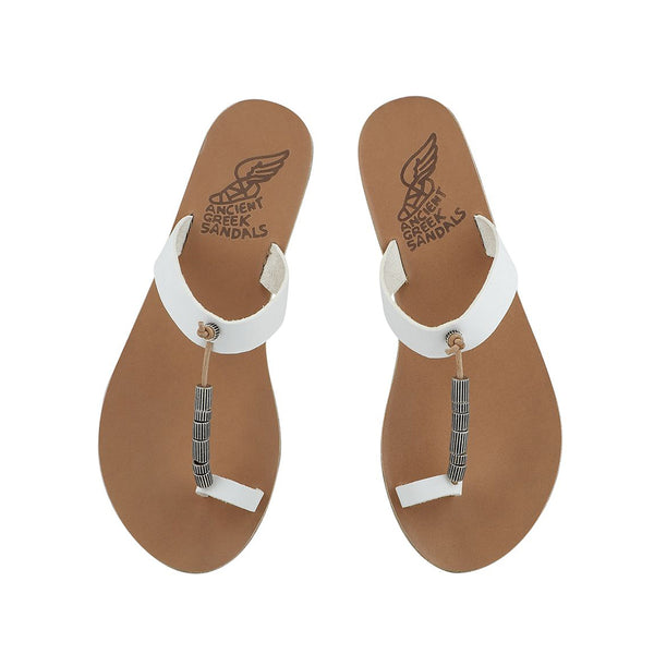 Ancient Greek Sandals Iris Column Beads White