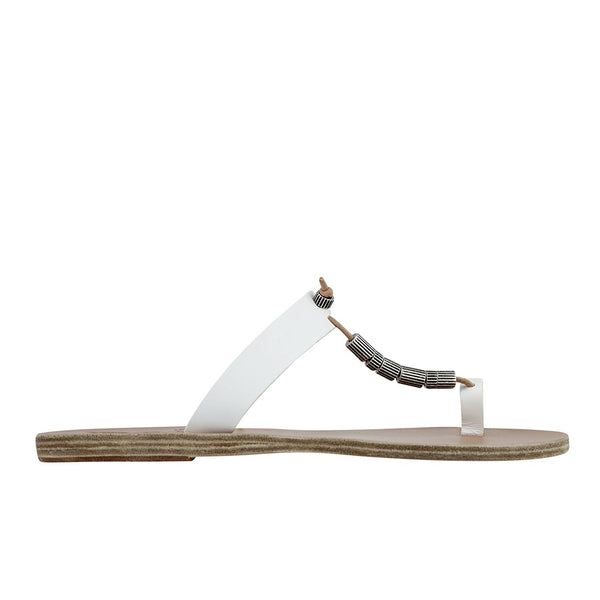 ancient greek sandals Iris column beads White