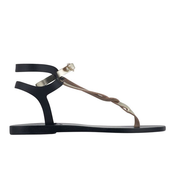ancient greek sandals Ismene Black / Platinum