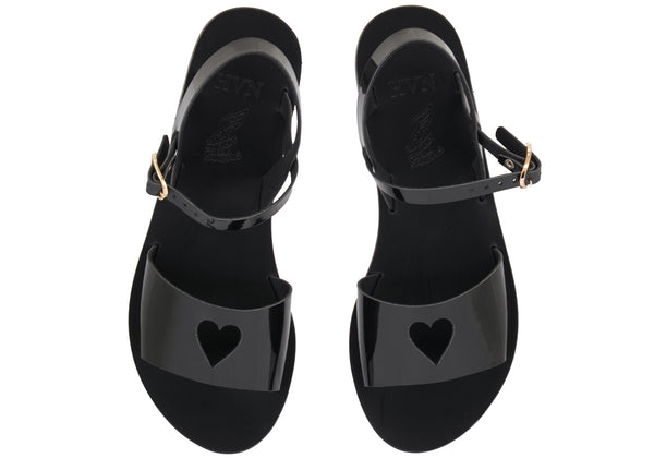 Ancient Greek Sandals Kaliroi Heart Black