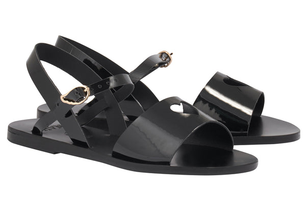 Ancient Greek Sandals Kaliroi Heart Black