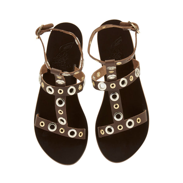 Ancient Greek Sandals Klelia Eyelets DARK BROWN