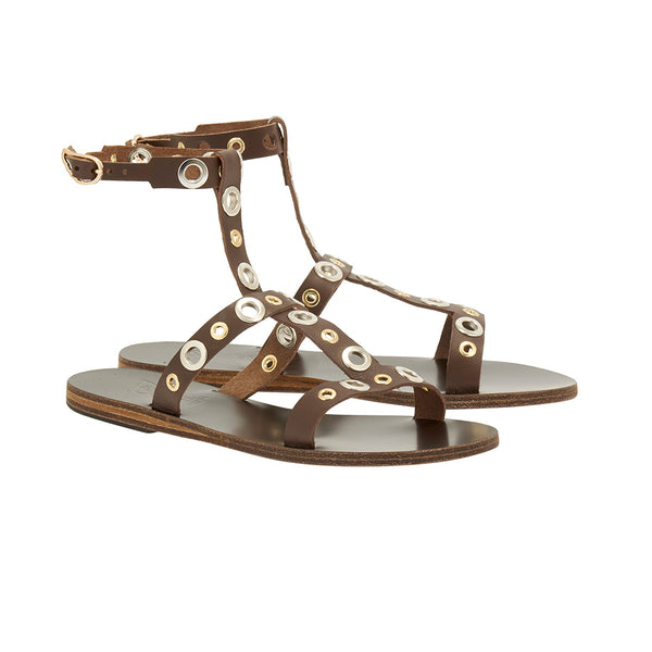 Ancient Greek Sandals Klelia Eyelets DARK BROWN
