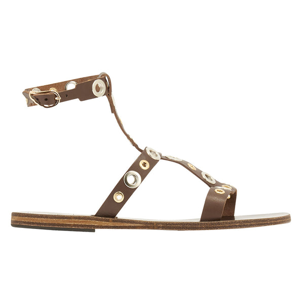 ancient greek sandals Klelia eyelets DARK BROWN