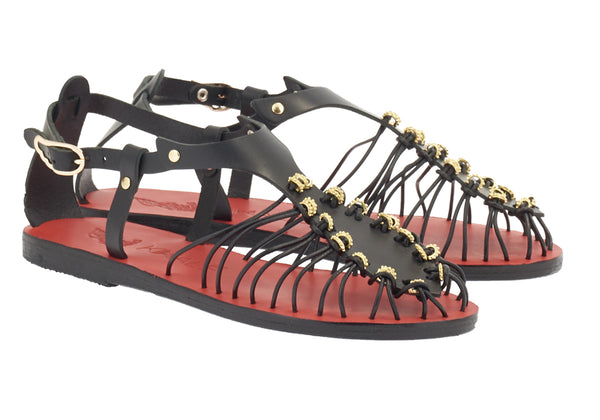 Ancient Greek Sandals Ligres Studs Black