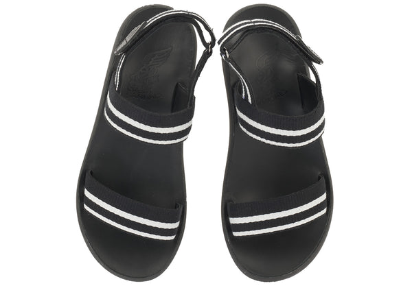 Ancient Greek Sandals Lithi Black / Beige Stripes