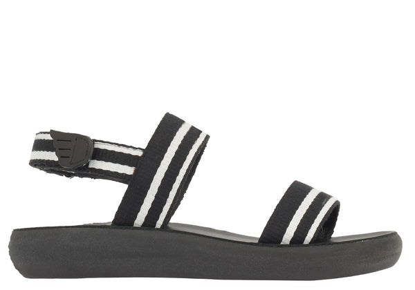 ancient greek sandals Lithi Black / Beige Stripes