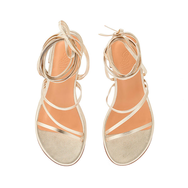 Ancient Greek Sandals Lithi Block Heel Platinum