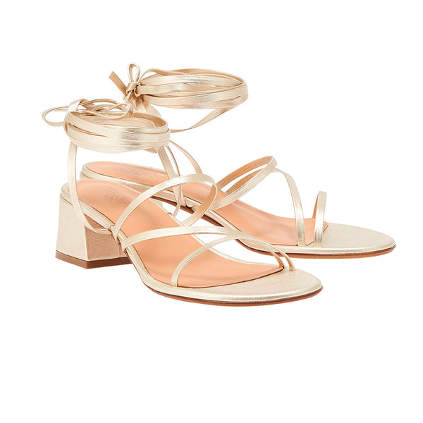 Ancient Greek Sandals Lithi Block Heel Platinum