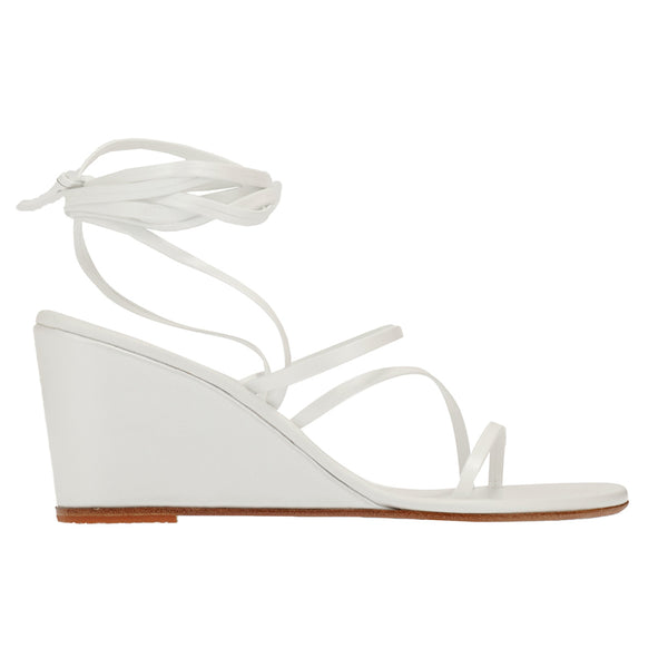 ancient greek sandals Lithi bridal mid wedge White