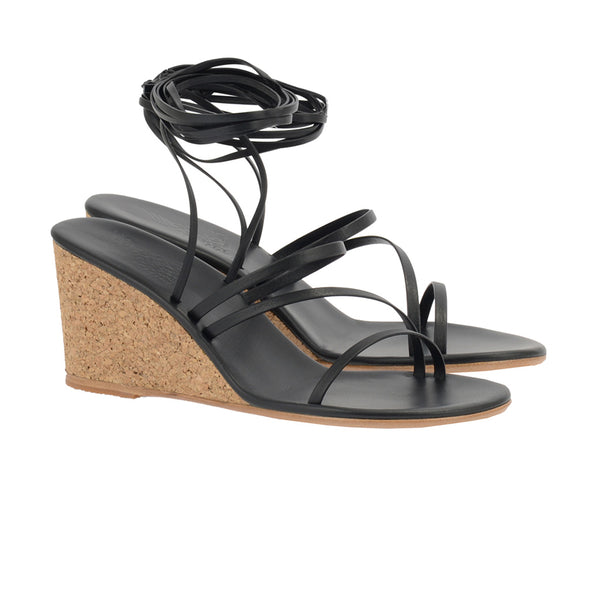 Ancient Greek Sandals Lithi Mid Wedge Black
