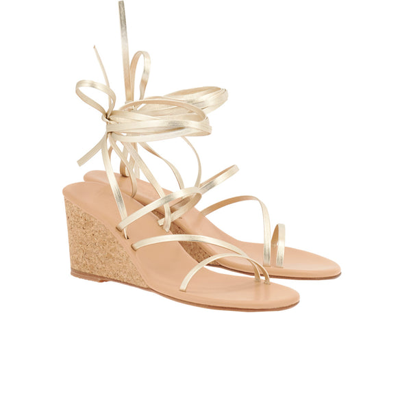 Ancient Greek Sandals Lithi Mid Wedge Platinum