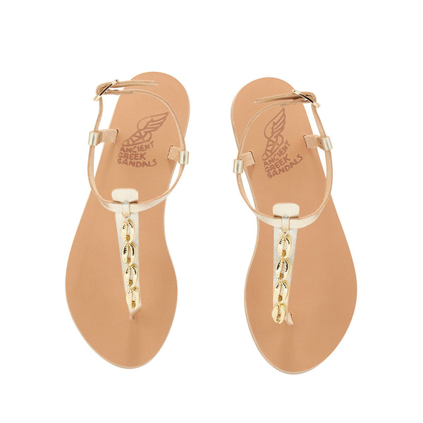 Ancient Greek Sandals Lito Shells Platinum