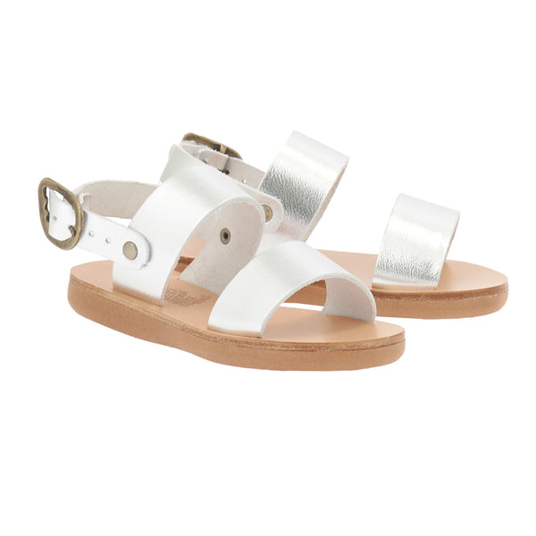Ancient Greek Sandals Little Clio Soft Silver