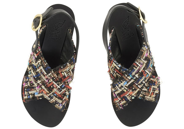 Ancient Greek Sandals Little Maria Soft Black