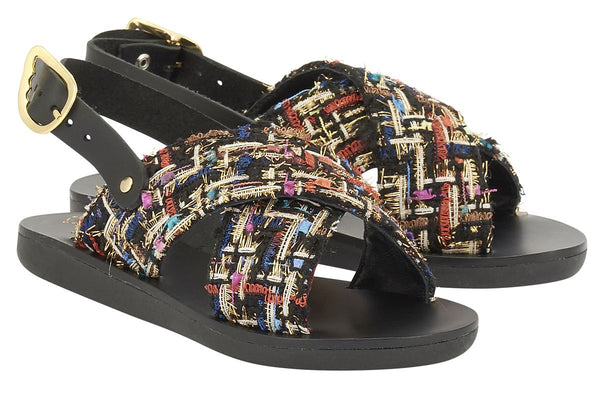 Ancient Greek Sandals Little Maria Soft Black