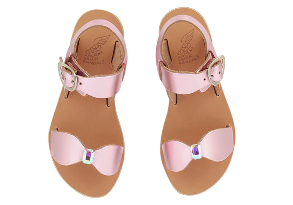 Ancient Greek Sandals Little Poppy Soft Metal Pink