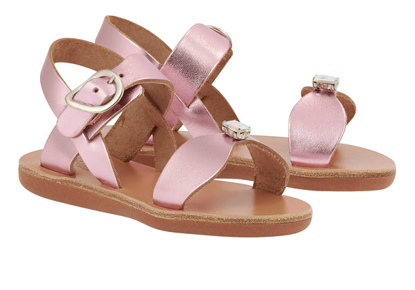 Ancient Greek Sandals Little Poppy Soft Metal Pink