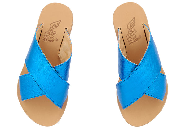 Ancient Greek Sandals Little Thais Soft LAME BLUE