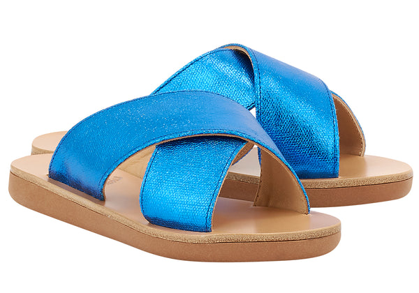 Ancient Greek Sandals Little Thais Soft LAME BLUE