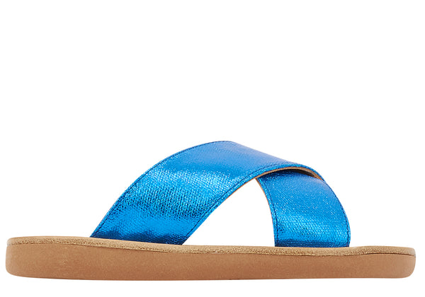 ancient greek sandals Little thais soft LAME BLUE