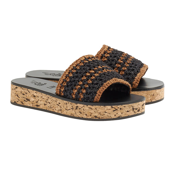 Ancient Greek Sandals Milos Slide Brown / Black