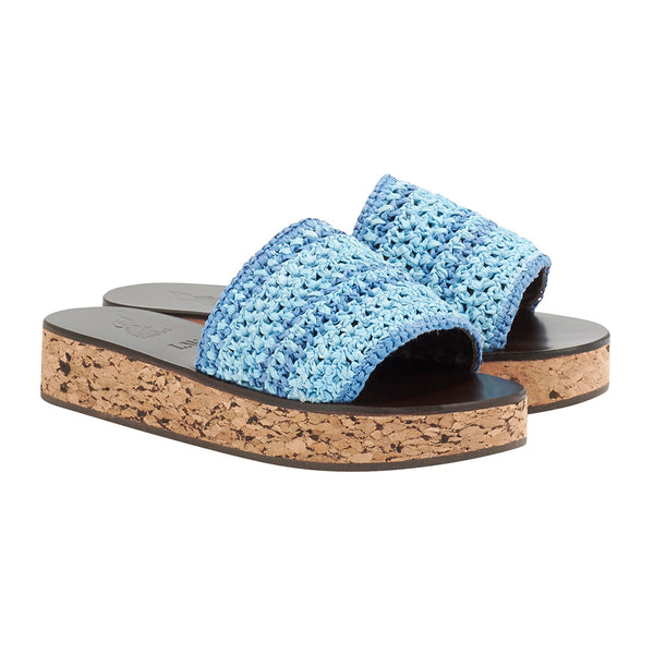 Ancient Greek Sandals Milos Slide Mixed Blue