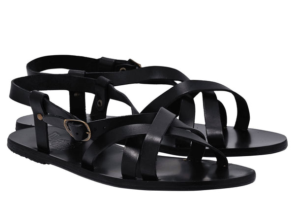 Ancient Greek Sandals Myrtos Black