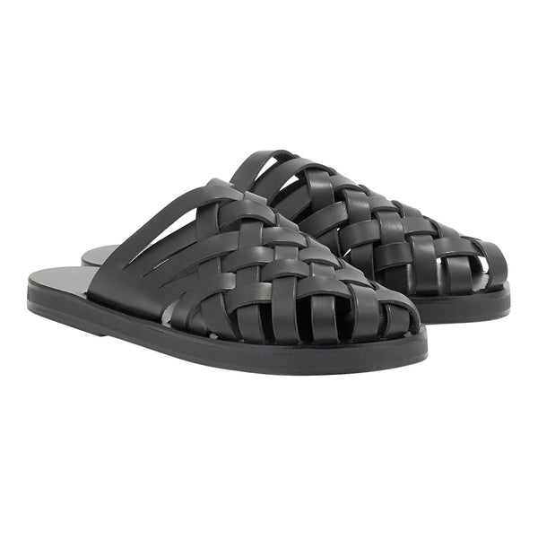 Ancient Greek Sandals Naxos Slide Black
